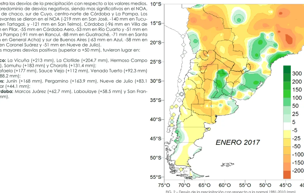 FIG. 2 – Desvío de la precipitación con respecto a la normal 1981-2010 (mm)