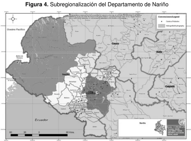 Figura 4. Subregionalización del Departamento de Nariño 