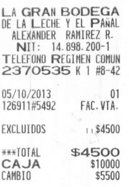 Figura 8. Formato  recibo de caja 
