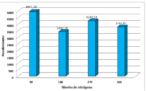 Figura 9. Rendimiento de quinua (kg) según 4 diferentes niveles de nitrógeno 