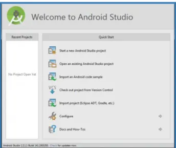 Figura 9-B:    Pantalla de inicio de Android Studio 