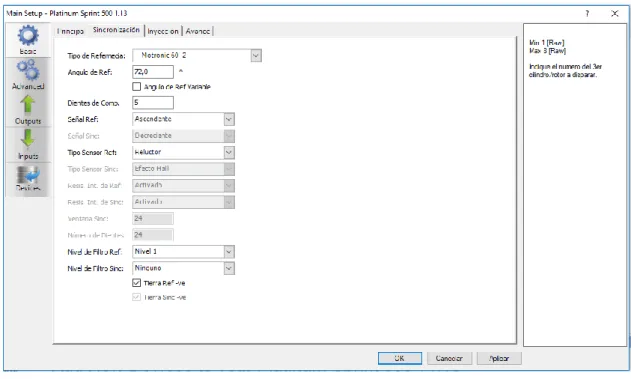 Gráfico 4-4.   Configuración de sincronización del menú basic 