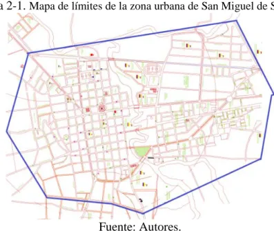 Figura 2-1.  Mapa de límites de la zona urbana de San Miguel de Salcedo.