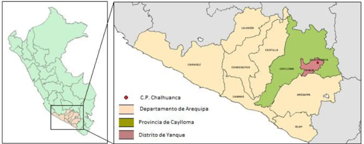 Figura 3. Ubicación geográfica de la zona de estudio con respecto al departamento de Arequipa