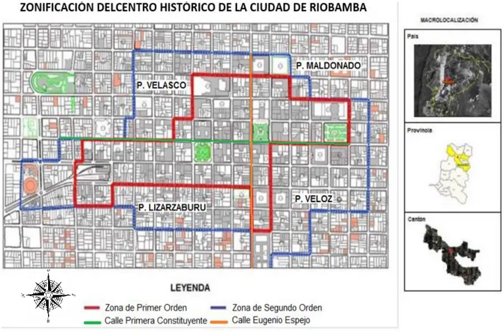 Figura 1: Zonificación Centro Histórico de la ciudad de Riobamba. 