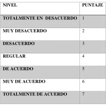 Cuadro Nro  2 Escala satisfacción laboral 