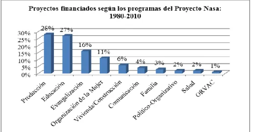 Gráfico 7: Proyectos financiados según los programas del Proyecto Nasa: 1980-2010 