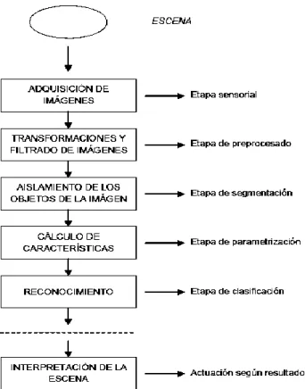 Figura 5-1:  Diagrama de bloques de las etapas de   un Sistema de Visión Artificial 
