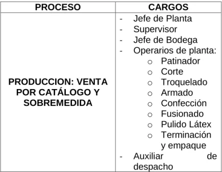 Tabla 6 Identificación de Procesos y Cargos de Figura Moderna 