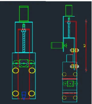 Figura 17-2: Vista frontal y lateral del cabezal. 