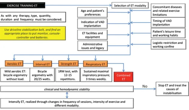Figure 2. Ventricular assist device (VAD) recipients and exercise training. ET, exercise training