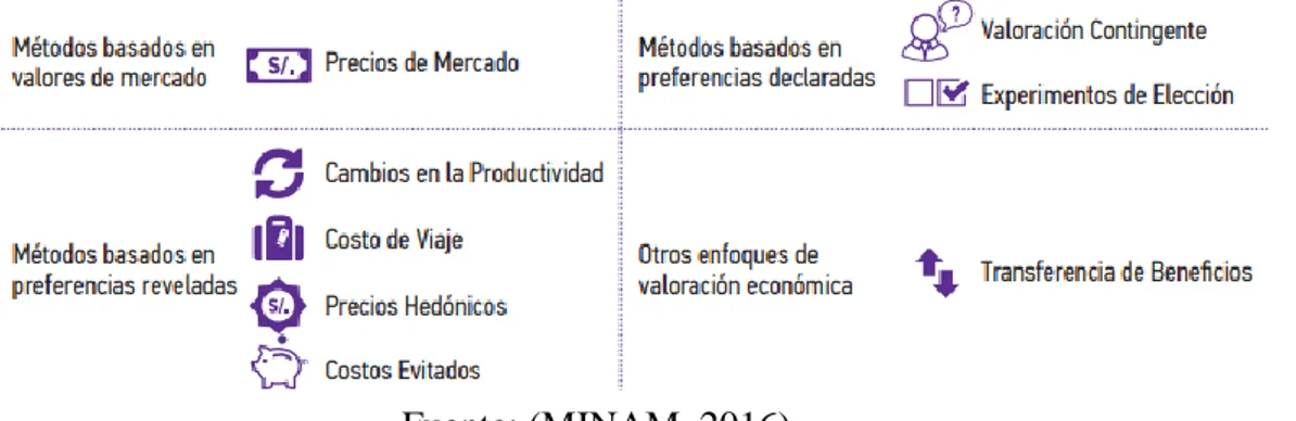 Ilustración 2: Clasificación del Valor Económica Total (VET) Fuente: (MINAM, 2016) 