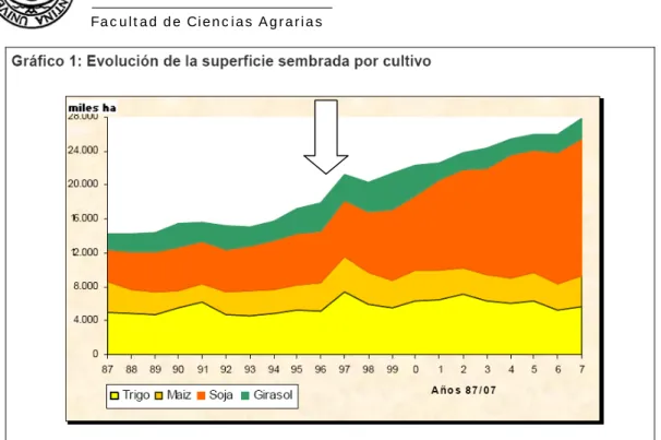 Gráfico 2: Evolución de la Superficie sembrada en Siembra Directa. 