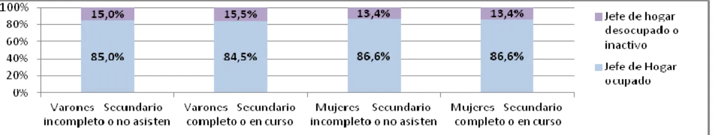 Figura 2.8.3: Condición de actividad del jefe de hogar según sexo y nivel educativo 