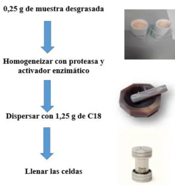 FIGURA 9.- Esquema del procedimiento de llenado de celdas del Dionex ASE-200. 