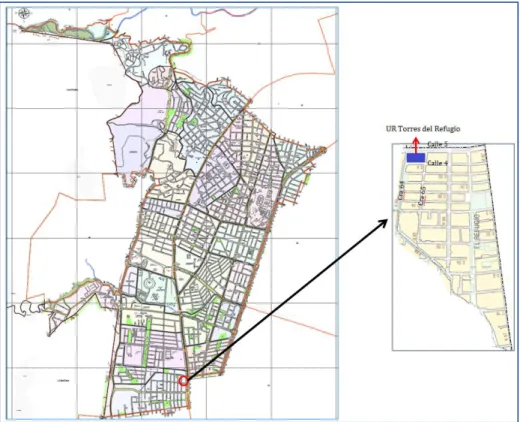 Figura 3 Localización Unidad Residencial Torres del Refugio. Fuente propia basada en mapa comuna 19  planeación municipal 