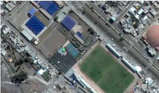 Figura 2. Imagen satelital de la ubicación del área de investigación, Vivero de  Uchumayo