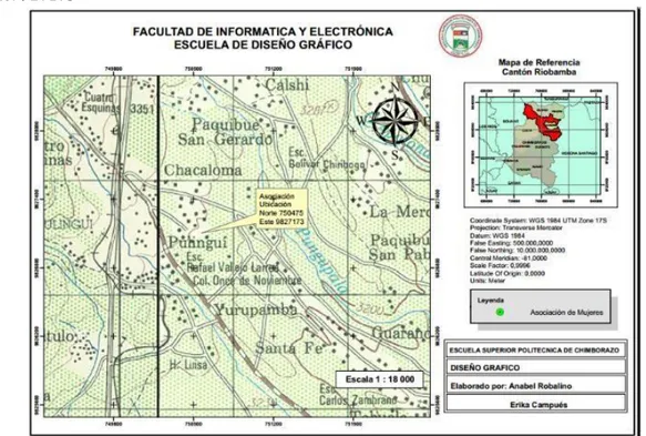 Figura 6.1: Carta topográfica Militar Guano Coordenadas 1:18000 Pulinguí Centro  