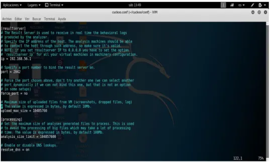 Figura 17-1: Configuración cuckoo.conf 