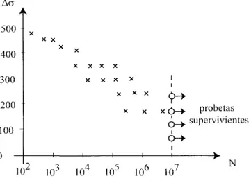 Figura 21. Ejemplo de dispersión de resultados para el ensayo de fatiga. 