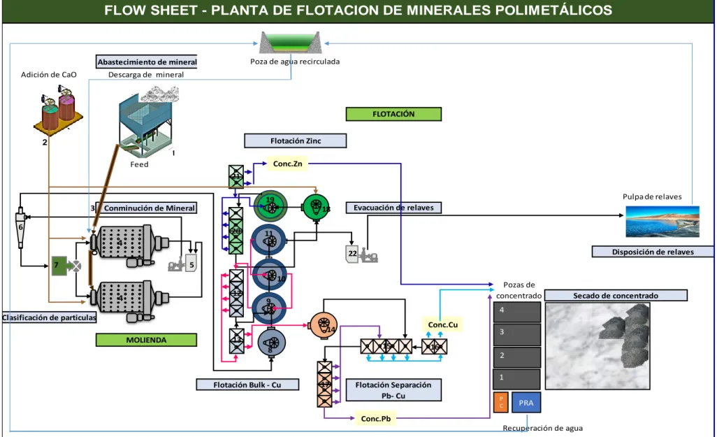 Figura 7. Diagrama de procesos (Flow Sheet) de la Planta de Flotación.