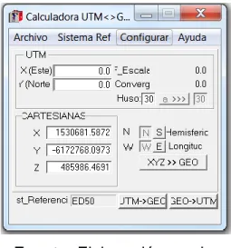 Ilustración 9. Software UTM ®  con coordenadas cartesianas. 
