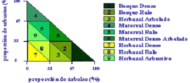 Cuadro 1.- Clave para la clasificación de la estructura horizontal de la vegetación.  
