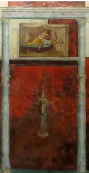 Figura 9. Villa Farnesina, Roma. Cubiculum D, pared oriental  Detalle “Encuentro amoroso” 