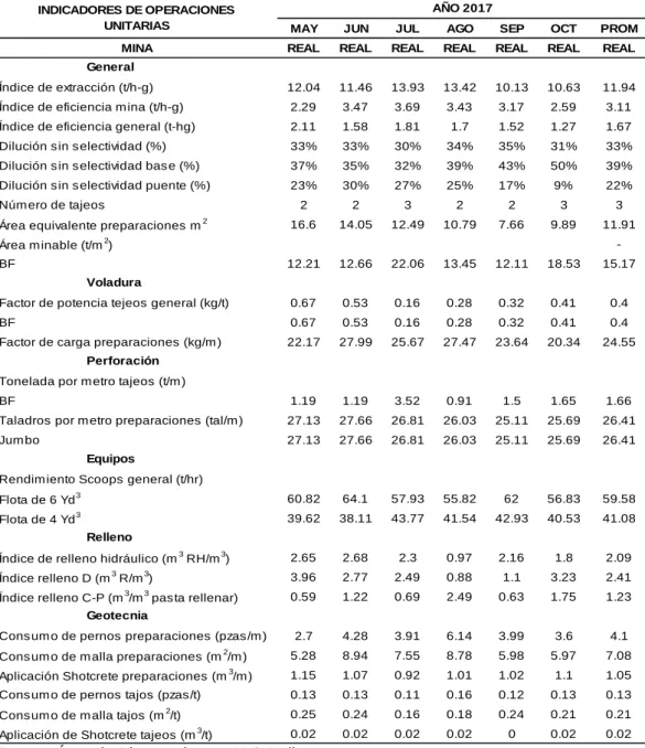Tabla 3.02 Indicadores de operación proyecto Pablo  