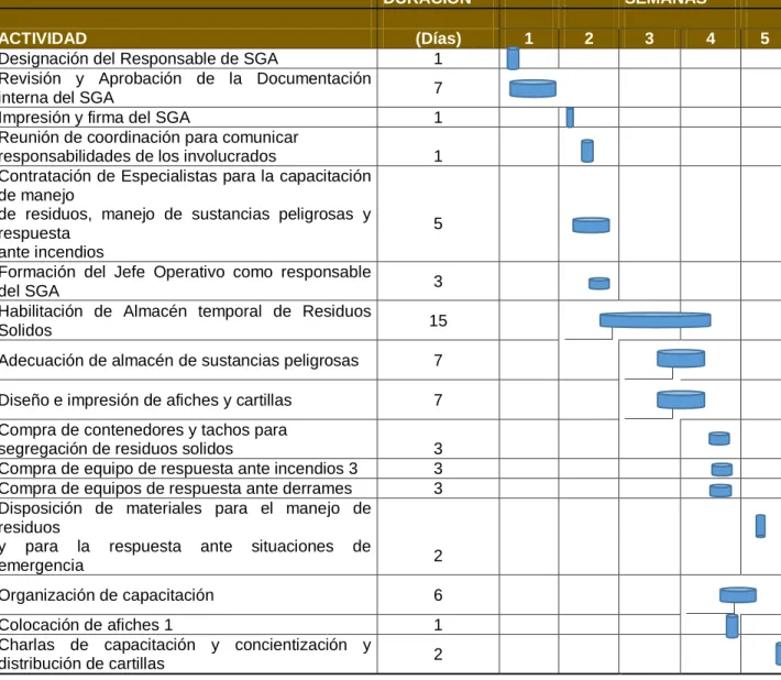 Tabla 5: Cronograma de implementación  