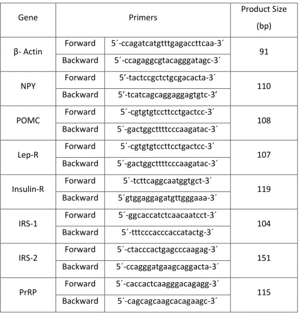 Table 1. Sequence of the primers used for real-time PCR 