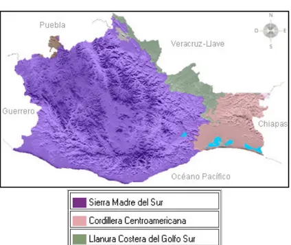 Figura  3 Distribución Orográfica de Oaxaca 