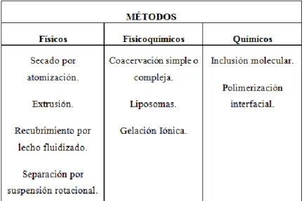 Figura 4-1: Métodos de obtención de microcápsulas 