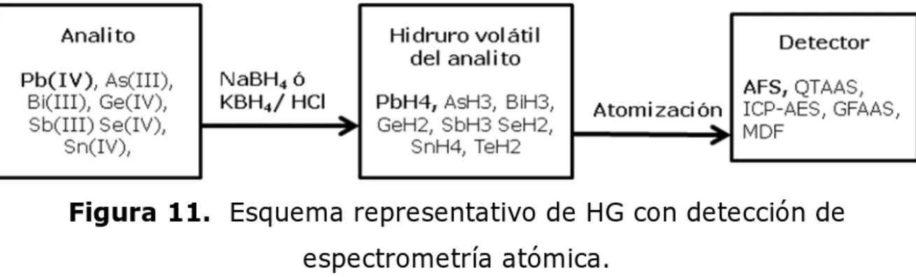 Figura 11.  Esquema representativo de HG con detección de  espectrometría atómica. 
