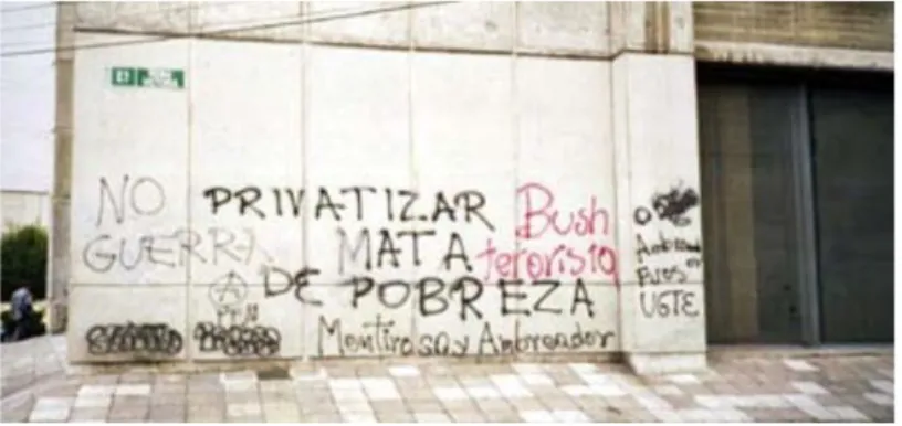Figura 13-1: Graffiti de texto, carácter político, Quito años 90 