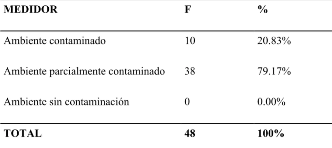 Tabla 9: Contaminación en el Ambiente de Trabajo 