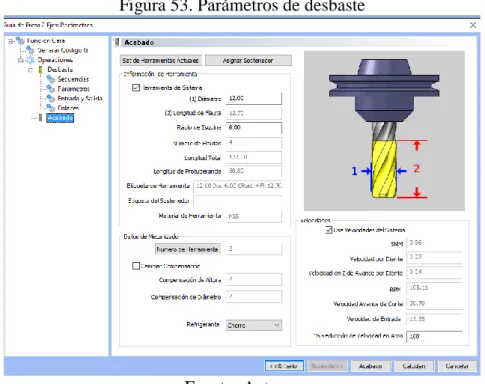 Figura 53. Parámetros de desbaste 