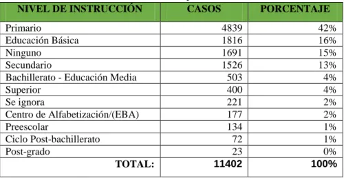 Cuadro 9-6: Nivel de instrucción de la población del cantón Chunchi. 