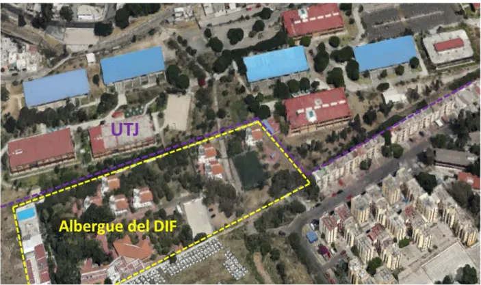 Figura 11 Ubicación del albergue del DIF, con respecto a la Universidad Tecnológica de Jalisco