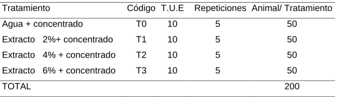 Cuadro 3.  ESQUEMA DEL EXPERIMENTO. 