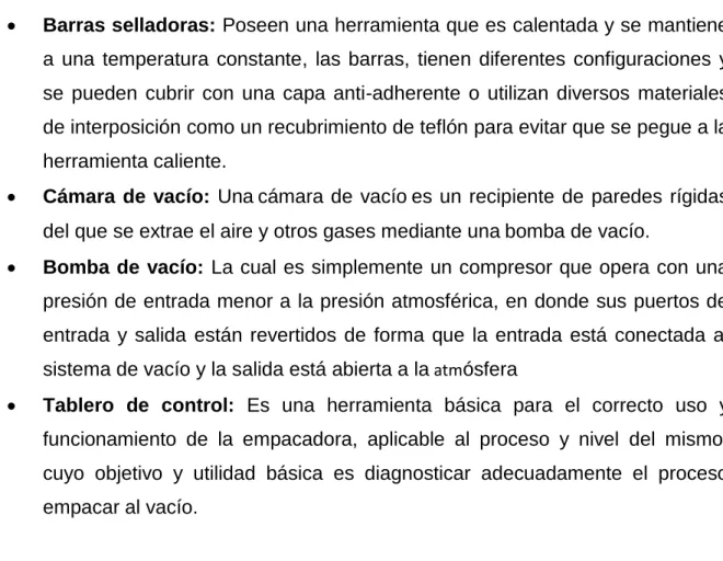 Gráfico 3.  Partes de una empacadora al vacío. 