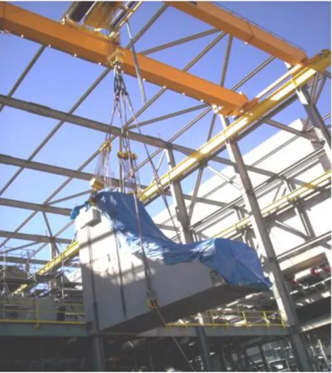 Figura 2.19 Fotografía de la instalación del segmento 3 del Shell y segmento superior del  estator del molino bolas 1