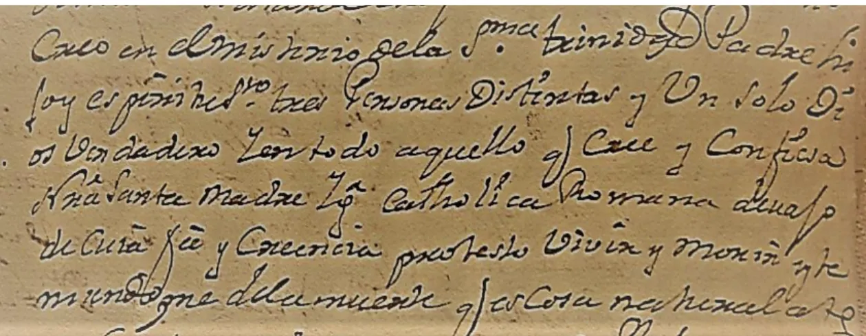 Figura 9: Fuente: A.R.A. Protocolo N° 343: 199r. 09/08/1750. Testamento de Josepha de la Cuba Baldeon 