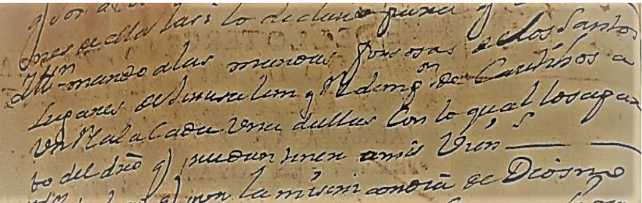 Figura 13: Fuente: A.R.A. Protocolo N° 343: 199v. 09/08/1750. Testamento de Josepha de la Cuba Baldeon  