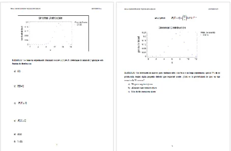 Figura  37.  Módulo  de  aprendizaje  para  la  distribución  binomial  con  espacios  de  trabajo  para  ejercicios  y  problemas 