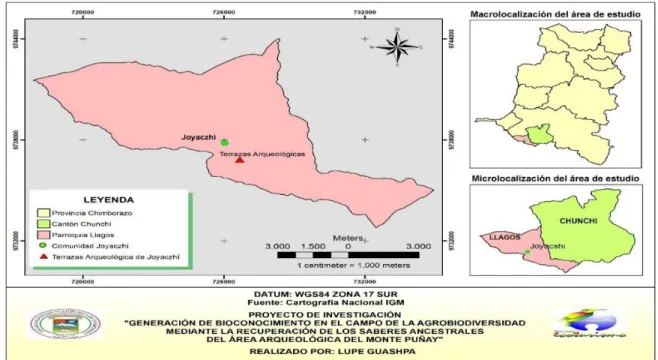 Figura 1: Mapa de ubicación del yacimiento arqueológico de las Terrazas de Joyaczhí Nota: Cartografía Nacional IGM