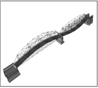 Figura 2. Forma modal del modelo analítico  del puente “El Hormiguero”