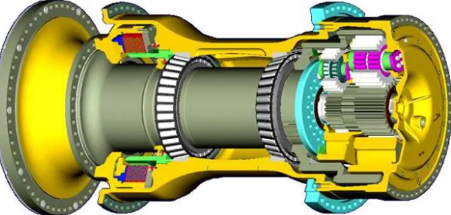 Fig. 2.11 Vista en corte de mando final de camión CAT 793. Fuente: “Service Manual CAT  793D”, Caterpillar