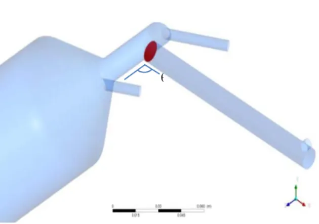 Fig. 5Isometric probe (in red) where the surface taken as a reference for the calculation of  gas velocity and the angle θ