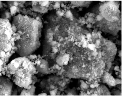 Figure 3.  SEM image of Li 2 TiO 3  samples milling with TiO 2  and doped with graphene